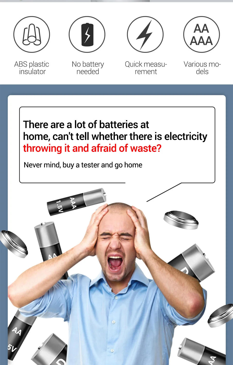 Description Picture 3 of itemANENG BT-168 Digital Battery Testers Lithium Battery Capacity Tester Display Checkered Analyzer Display AAA AA Button Cell