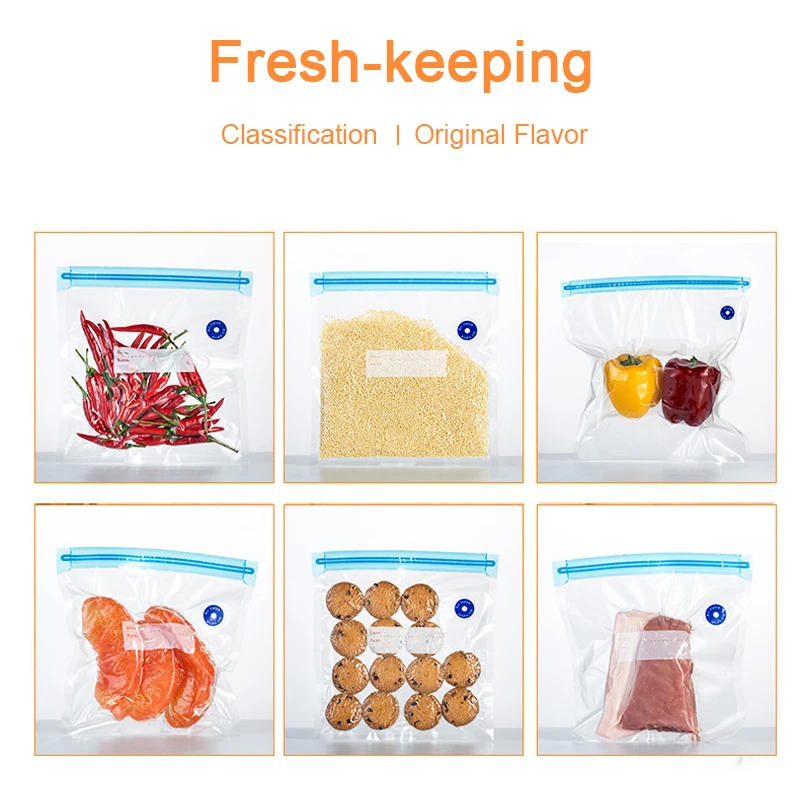 Description Picture 4 of itemVacuum Food Storage Zipper Bags Reusable BPA-Free Sous Vide Bags with Vacuum Hand Pump Fruit Meat Nut Vacuum Sealer Saver Bag