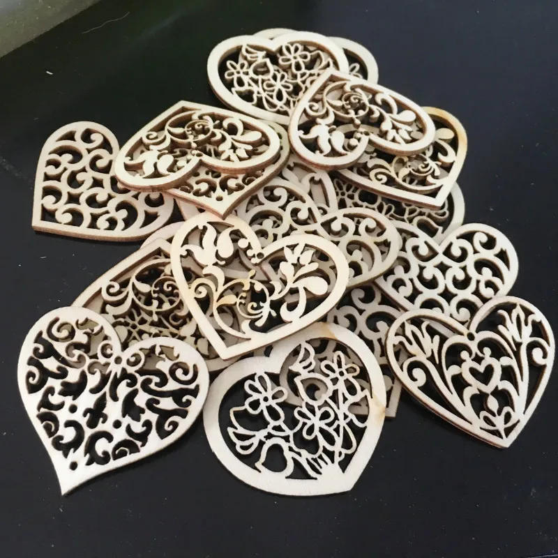 Description Picture 5 of item10pcs Hollowed Heart Pattern Small Natural Wooden Slice Scrapbooking Embellishments DIY Craft Decor Heart Shape Love Wood Chip