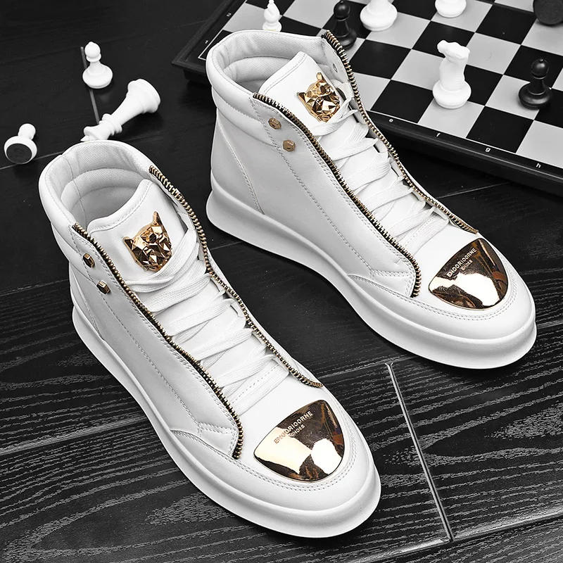 Description Picture 5 of itemRed Stylish Men High Top Sneakers Skateboard Shoes Leopard Platform Skate Sport Training Shoes Men Casual Designer Shoes Outdoor