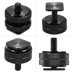 1/4" Tripod Mount Screw with Double Layer to Flash Hot Shoe Adapter Holder Mount Photo Studio Accessories