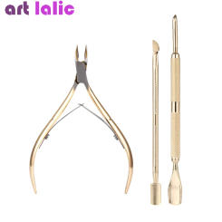 3Pcs Cuticle Nipper with Cuticle Pusher Trimmer, Stainless Steel Dead Skin Remover Cutter Scissors Nail Art Tools