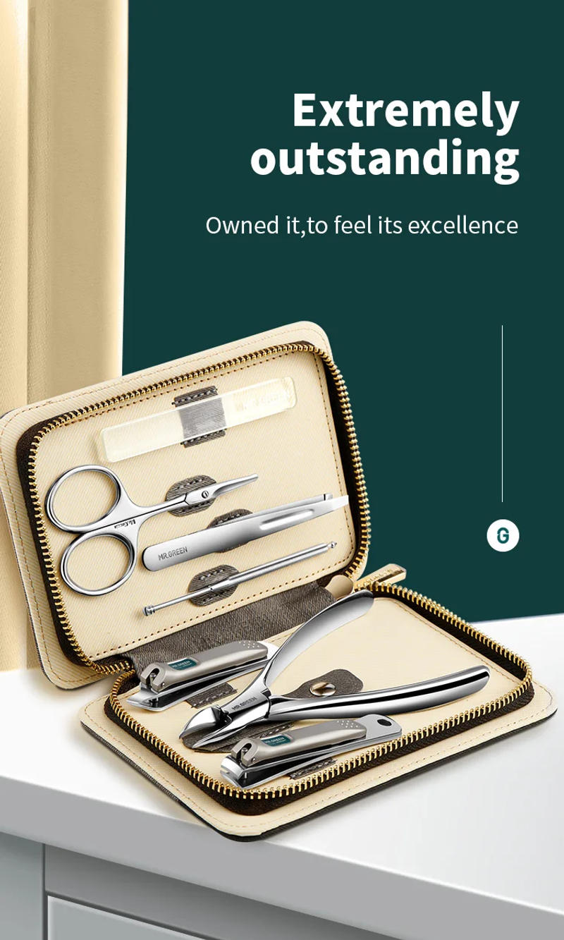 Description Picture 4 of itemMR.GREEN Manicure Set Color Contrast sets Nail Clippers Cutter Tools Kits Stainless Steel Pedicure Travel Case for man woman