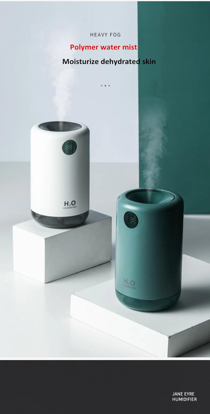 Description Picture 3 of itemHome Table Wireless Ultrasonic Air Humidifier, Portable Mini Aroma Water Mist Diffuser, Battery Life Show, 500ml, 2000mAh