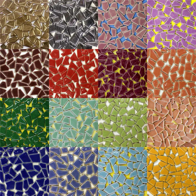 Description Picture 5 of item4.3oz/122g Polygon Porcelain Mosaic Tiles DIY Craft Ceramic Tile Mosaic Making Materials 1-4cm Length,1~4g/pc,3.5mm Thickness