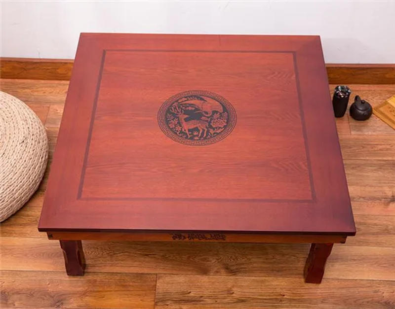 Description Picture 3 of itemSquare 80X80cm Korean Floor Table Folding Legs Luxury Antique Home Furniture Table for Dining Traditional Korean Low Table