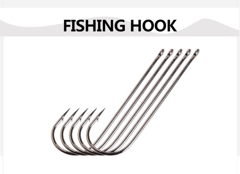 Description Picture 3 of itemFTK 1-2 Pack Long Sharp Fishing Hooks High Carbon Steel Baithook Black Chrome Ringed Marine Cut Forged Sharp For Carp Fishing