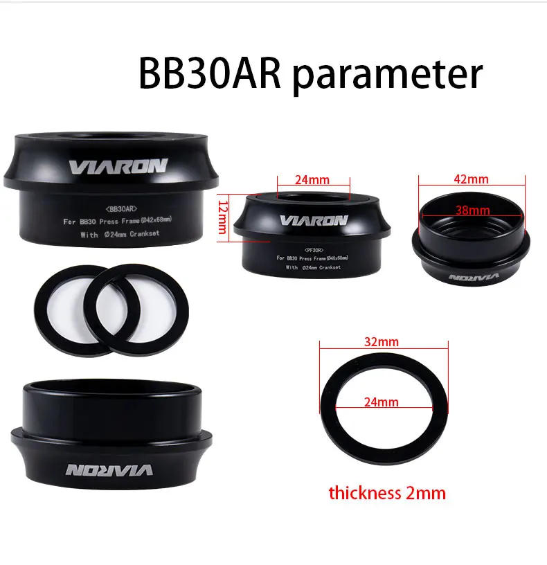 Description Picture 4 of itemVIARON MTB Bicycle Bottom Brackets BB30/PF30 Mountain Road Bicycle Central Shaft 7075AL CNC Waterproof Bearing 24mm Axis