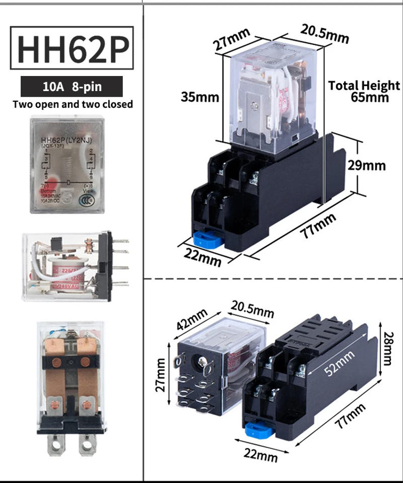 Description Picture 6 of item220/240V AC 10A 8PIN Coil Power Relay LY2NJ HH62P HHC68A-2Z With Socket Base 8Pin Miniature Relay
