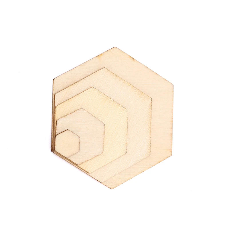 Description Picture 5 of item100/50/25pcs Beech Wooden Hexagonal Pieces Ornaments Wooden Shapes Ornaments Embellishment DIY Crafts Decorations
