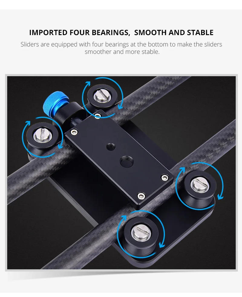 Description Picture 6 of itemYELANGU 40CM Carbon Fiber Camera Track Slider for Iconic Brand Nikon Iconic Brand DSLR Smartphone Lightweight Smooth Video Stabilizer Rail