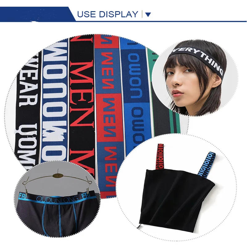 Description Picture 4 of item1 Yard Jacquard Color Matching Elastic Band 20-40mm Letter Pattern Rubber Elastic Webbing Children's Clothing Sewing Accessories