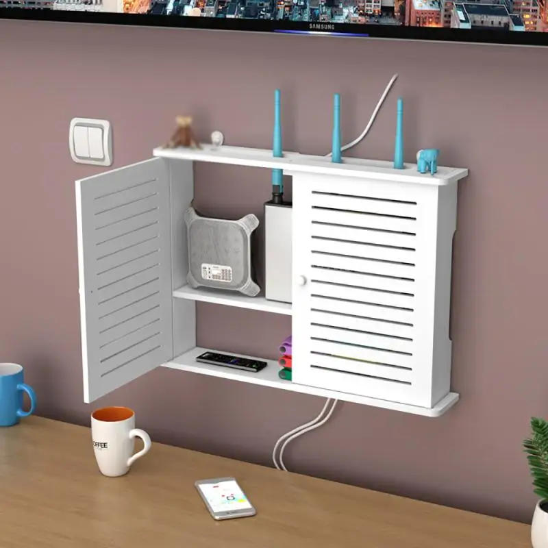 Description Picture 6 of itemLarge Wireless Wifi Router Shelf Storage Boxes Punch-free Cable Power Plus Wire Bracket Wall Hanging Plug Board DIY Home Decor