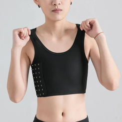 Women Breathable Chest Breast Binder Side Buckle Short Vest Tops Chest Binder Underwear Tank Tops Wireless Chest Wrap Bandages