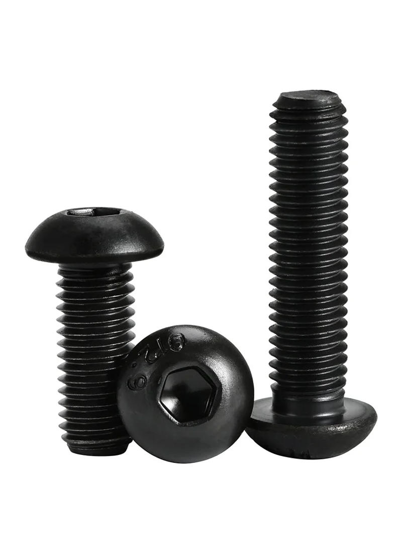 Description Picture 3 of itemM1.6 M2 M2.5 M3 M4 M5 Black 12.9 Grade Carbon Steel Round Head Hex Hexagon Socket Screws Button Head Allen Bolt