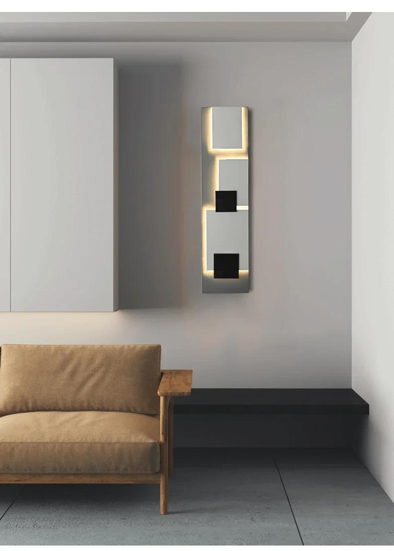 Description Picture 2 of itemNordic Creative Design Wall Light Indoor Aisle Stair Decor Light Parlor Bedroom Wall Sconce Hallway Porch Light Square Art Lamp