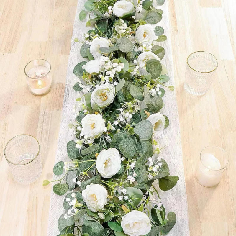 Description Picture 3 of item2Pcs 180CM Rose Vine Garland Flower Hanging Baskets Plants White Artificial Flowers Leaves Decorative Wreath For Wedding Decor