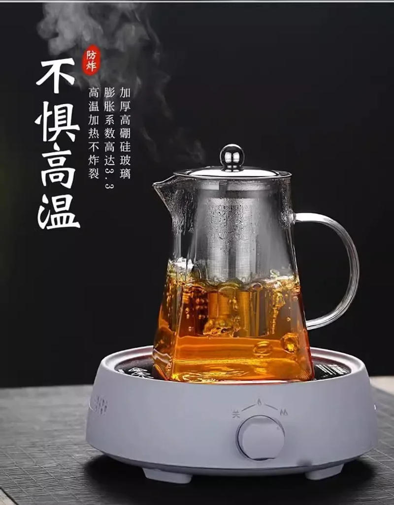 Description Picture 5 of itemHeat Resistant High BorosilicateGlass Teapot with Stainless Steel Tea Strainer Household for Tea Summer Winter Drinkware