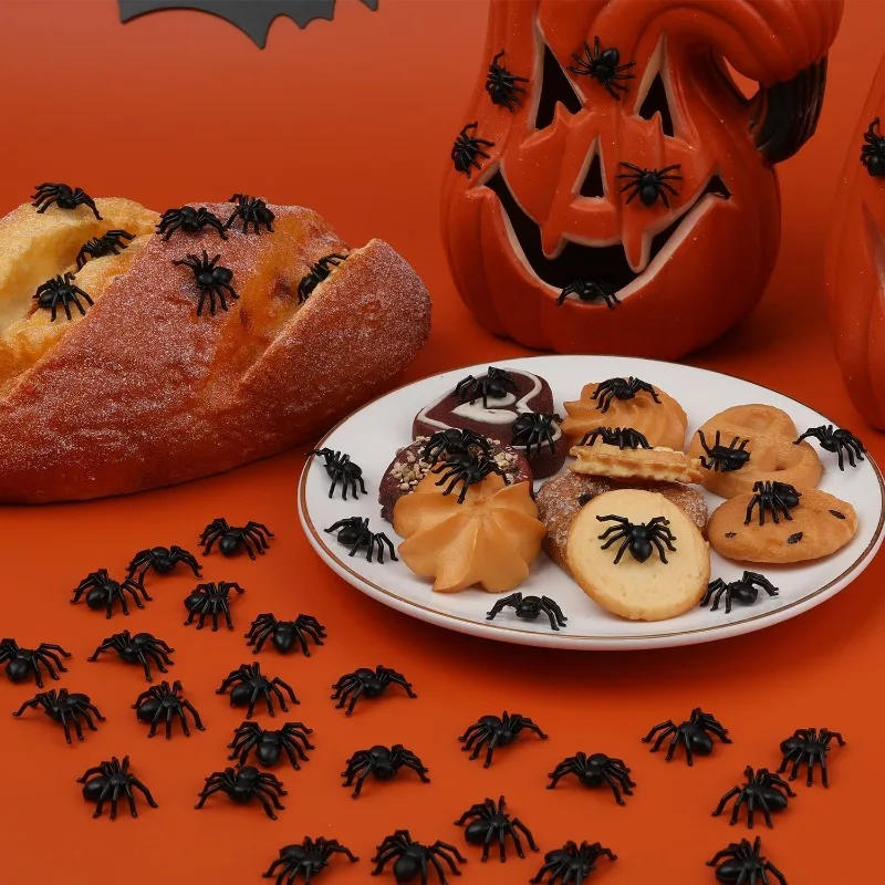 Description Picture 5 of item50/500PCS Small Fake Black Spiders Halloween Decoration Horror Spider DIY Party Haunted House Prop Lifelike Insects Tricky Toys