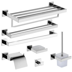 Bathroom Hardware 304 Stainless Steel Chrome Towel Rack Toilet Paper Holder Liquid Soap Holder Towel Bar Toilet Accessories Sets