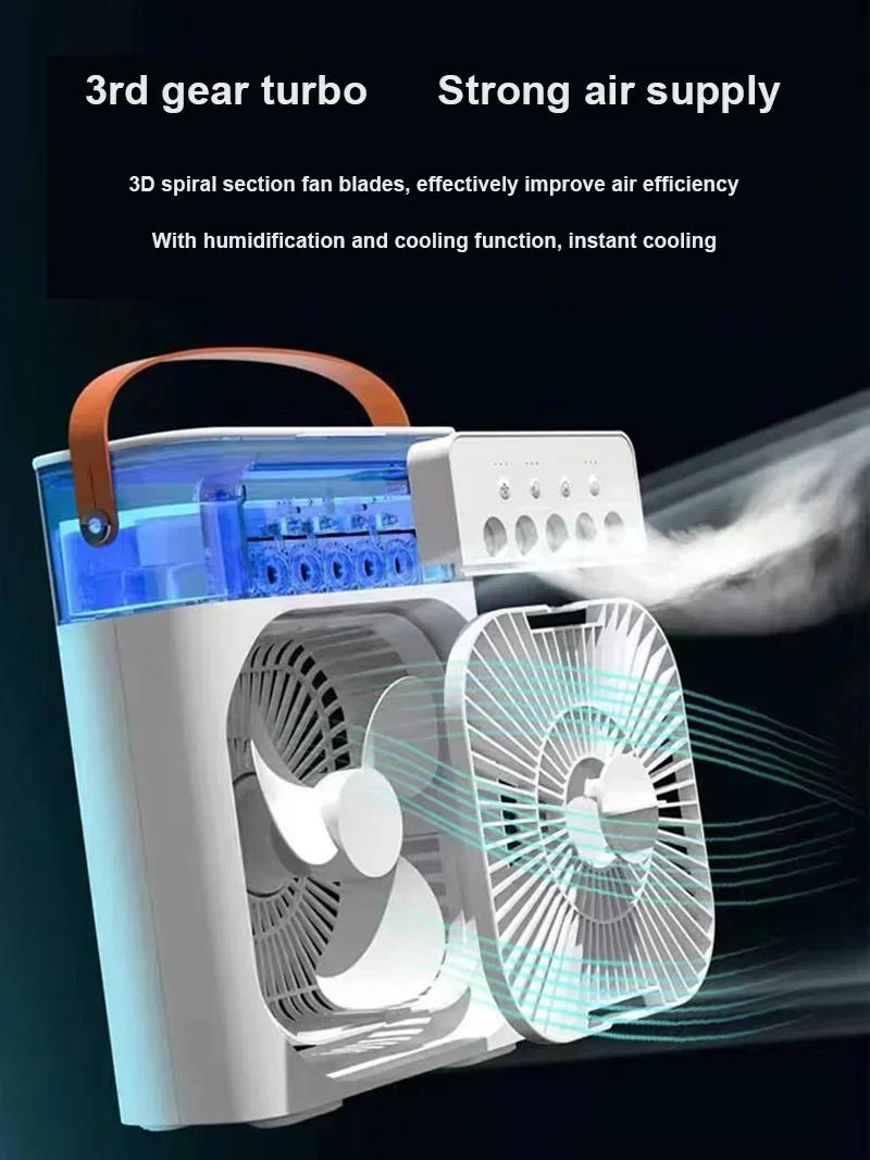 Description Picture 3 of itemPortable Fan Air Conditioners USB Electric Fan LED Night Light Water Mist Fun 3 In 1 Air Humidifie For Home