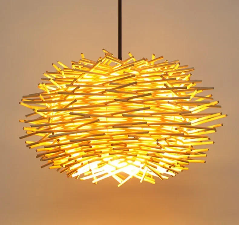 Description Picture 4 of itemJapanese Bamboo Chandelier Chinese Style Rattan Woven Hanging Light Ceiling Lamp for Home Cafe Bar Decorate Restaurant Lighting