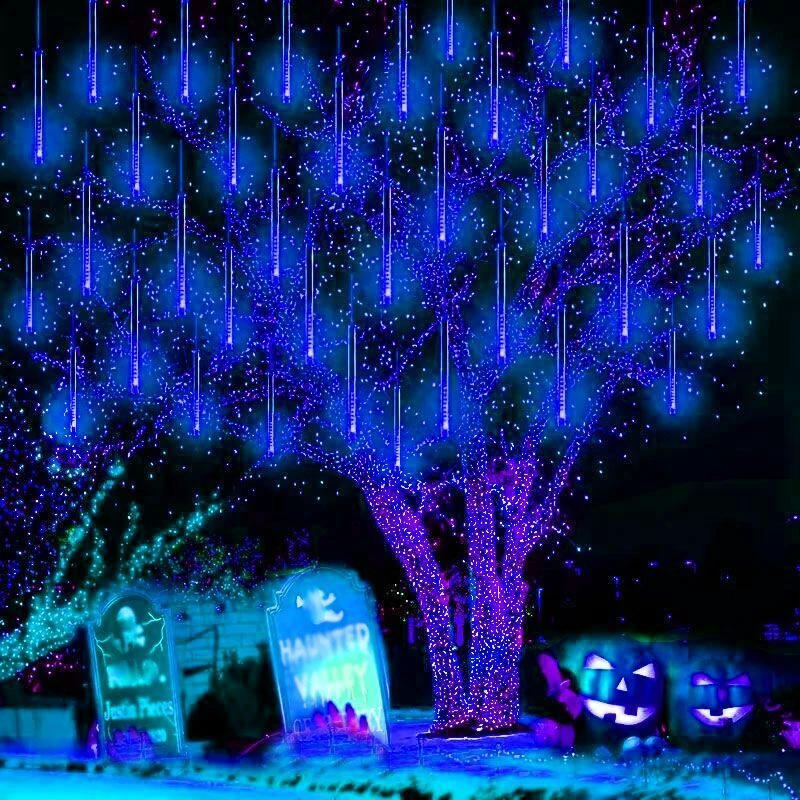 Description Picture 2 of item32/16 Tubes Outdoor Halloween Holiday Garden Street Fairy String Light LED Meteor Shower Lights for Party Christmas Decorations