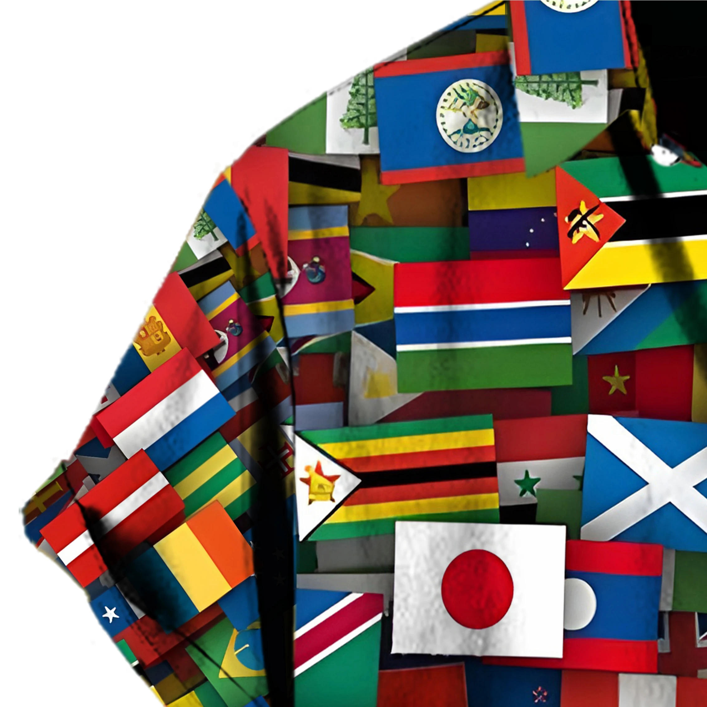 Description Picture 6 of itemNew fashion casual men's short sleeved shirt with national flag lining, 3D digital printing, comfortable shirt, hot selling item