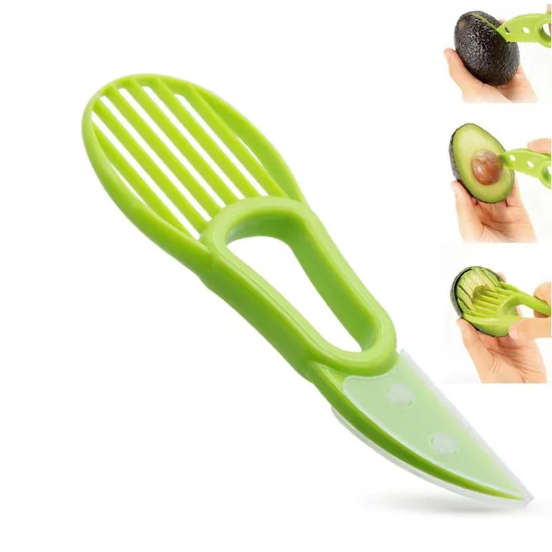 Description Picture 5 of item3 In 1 Avocado Slicer Shea Corer Butter Fruit Peeler Cutter Pulp Separator Plastic Knife Kitchen Vegetable Tools Kitchen Gadgets