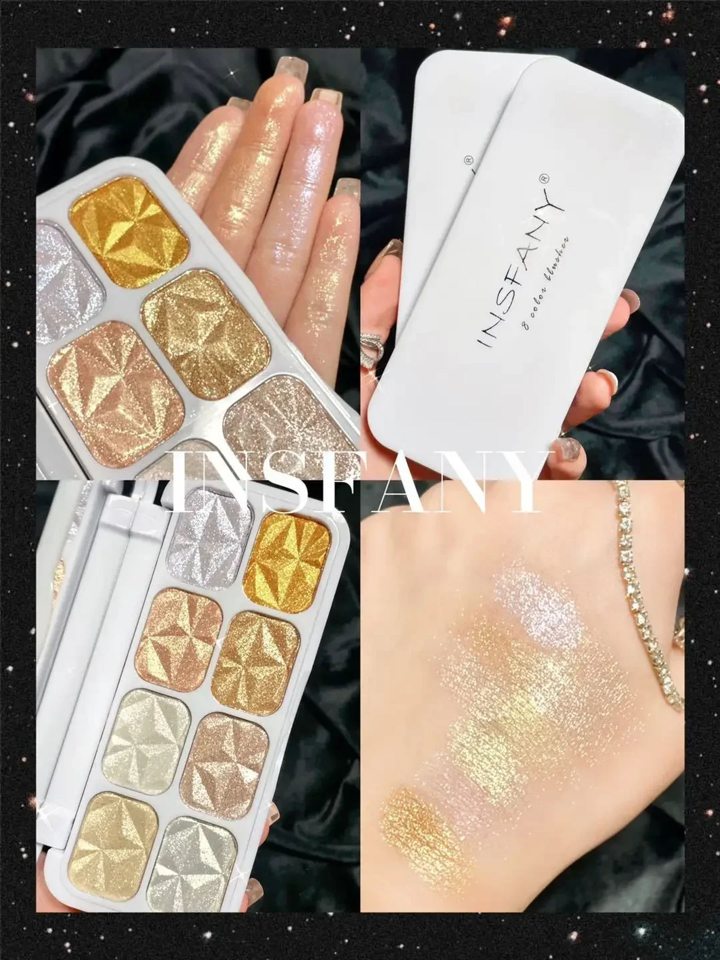 Description Picture 2 of itemPearlescent Eyeshadow Palette Highlighter Facial Contour Brightening Blush Waterproof Makeup Body Glitter Powder Cosmetics