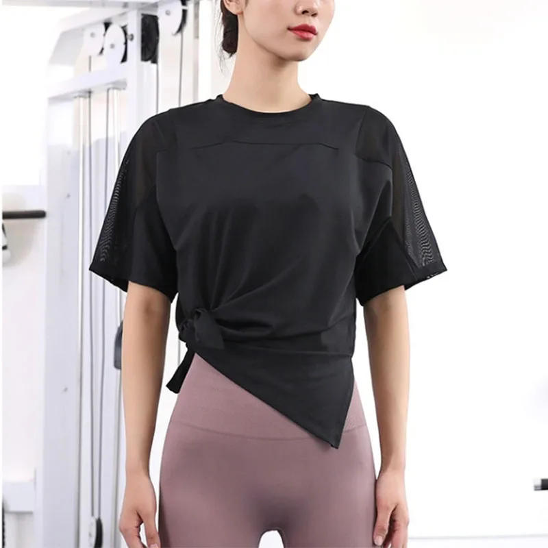 Description Picture 4 of itemWomen Yoga Top Solid Short Sleeve Sport T-Shirt Loose Fitness Yoga Top Gym Shirt Casual Running Top Training Shirt