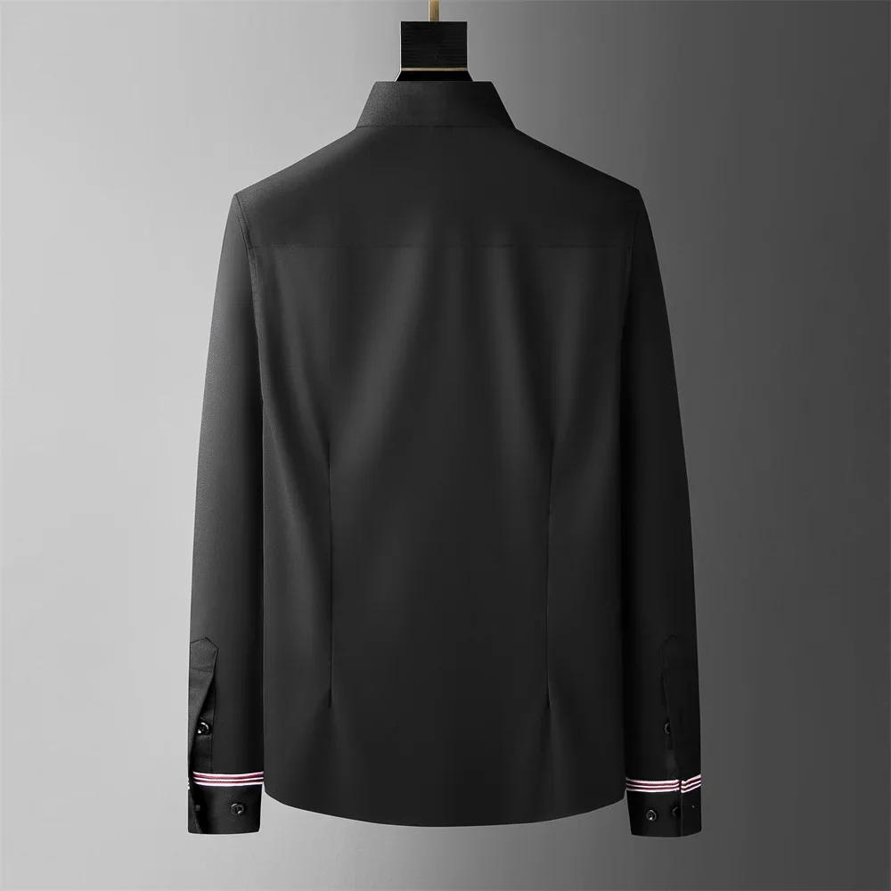 Description Picture 5 of itemBrand Clothing Luxury Embroidery Shirts Men Long Sleeve Slim Fit Casual Shirts High-quality Business Social Party Tuxedo Blouse