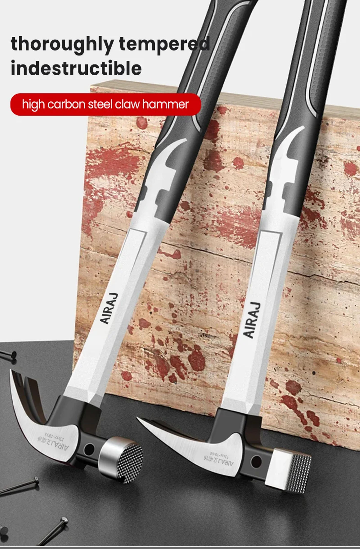 Description Picture 2 of itemAIRAJ Multifunctional Sheep Horn Hammer Industrial Grade Decoration Household Hammer Wrapped with Glue Non Slip Hardware Tool
