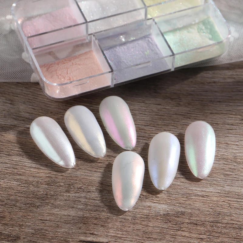 Description Picture 6 of itemMoonlight Mirror Nails Powder Metallic Chrome Effect Pigments Gel Polish Laser Dust Glitter Aurora Shiny Pearl Nail Manicure Dec