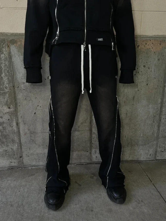 Description Picture 3 of itemHarajuku Y2K men clothing sweatpants vintage Casual Zipper Decoration Pants Hip Hop Gothic Streetwear Cotton Straight Leg Pants