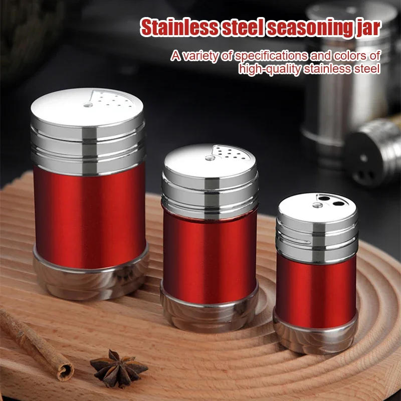 Description Picture 2 of itemStainless Steel Spice Jar Rotating Cover Barbecue Salt Sugar Bottle Shaker Pepper Seasoning Can Home Kitchen Seasoning Tools
