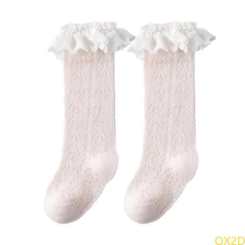 Description Picture 5 of item1 Pair Baby Knee Length Socks Nonslip Ankle Length Ruffled Long Tube Socks