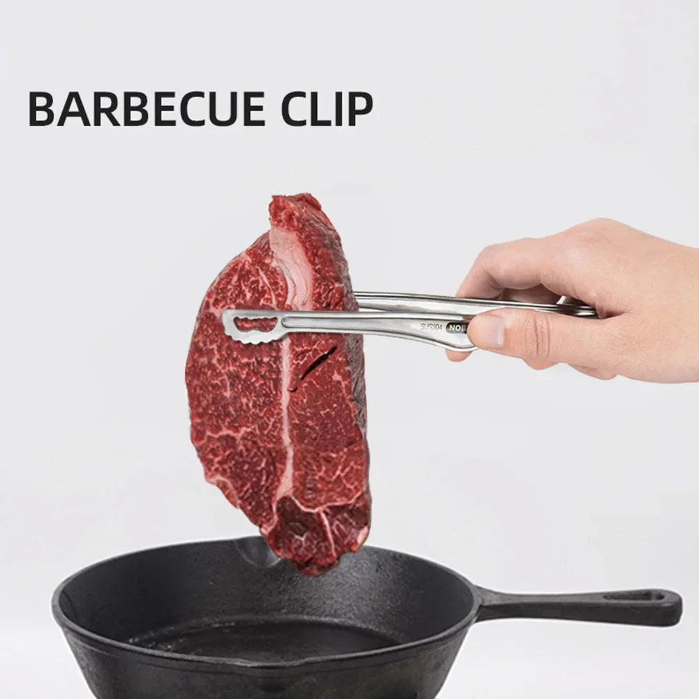 Description Picture 6 of itemNOBANA Camping Clip Stainless Steel Kitchen Beef Food Tongs Ultralight Heat-Resistant Reusable Camping Cookware for BBQ Picnic