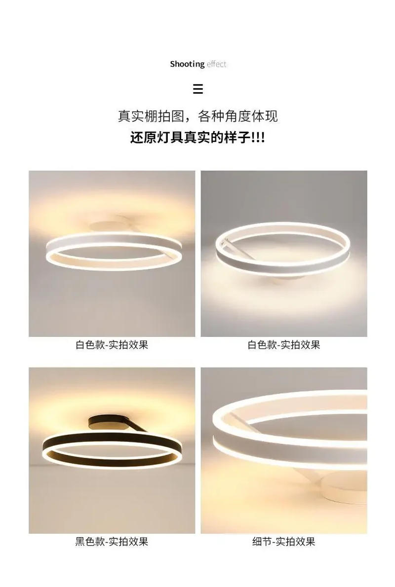Description Picture 5 of itemNordic Ring Ceiling Chandelier Minimalist Dimming for Track Dining Living Room Center Table Bedroom Pendant Light Luster Fixture