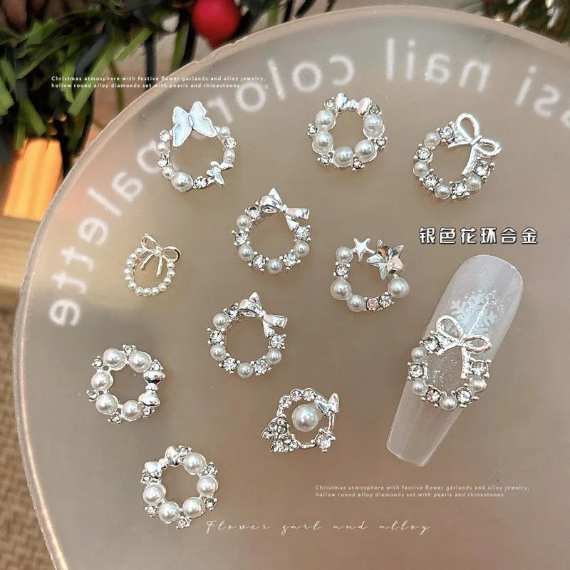 Description Picture 2 of itemFlat Pearl Wreath Star Bowknot Butterfly Rhinestones Christmas Koi Metal Alloy Jewelry Nail Art Decorations Manicure Accessories