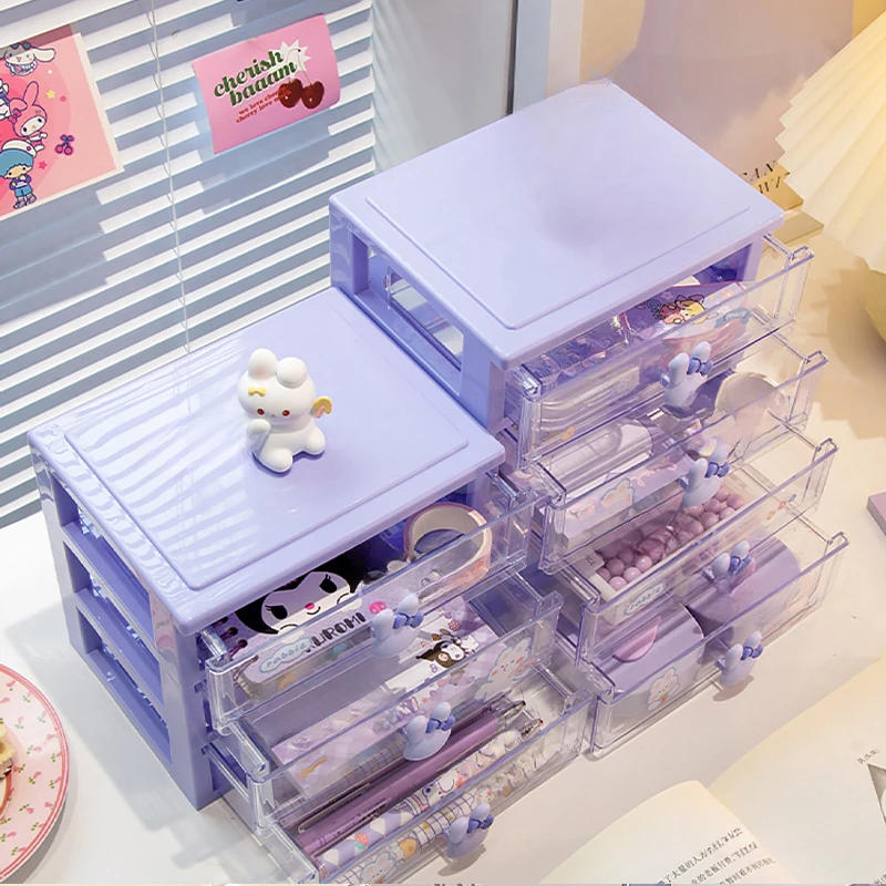 Description Picture 5 of itemCute Stationery Storage Box Organizer Kawaii Drawer Type Desktop Hand Account Card Box Desk Small Objects Children's Mini Rack