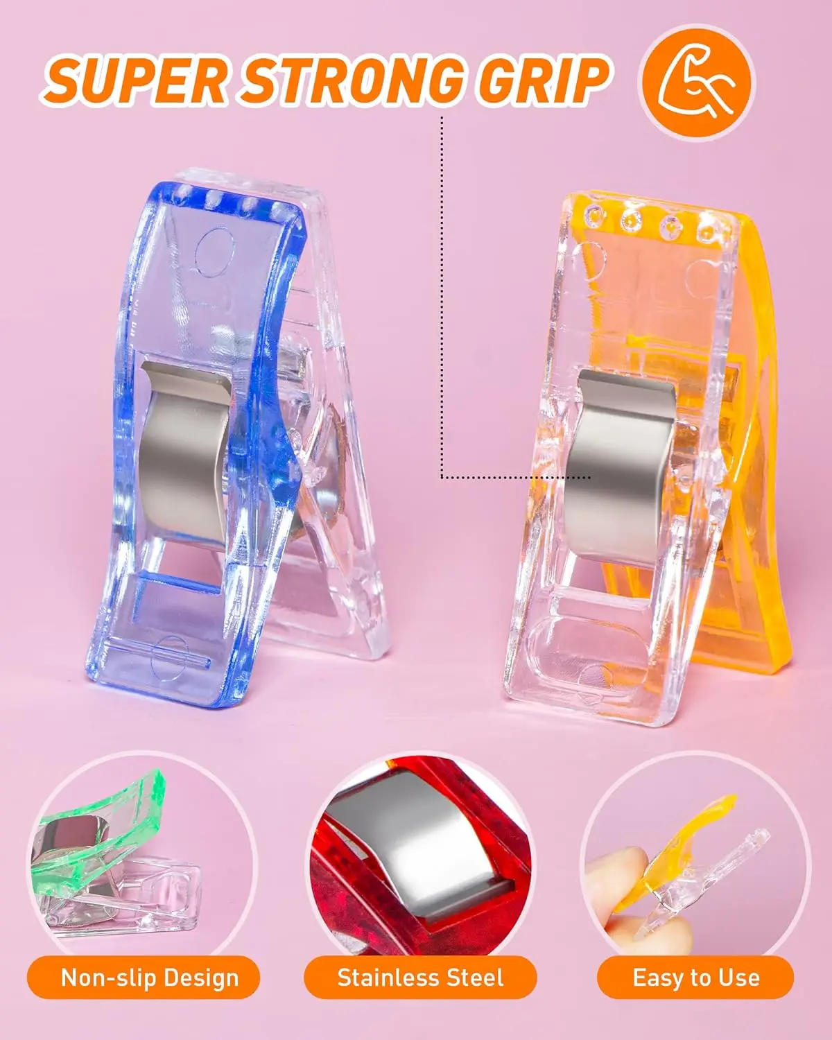 Description Picture 6 of itemPlastic Strong Clips Colors Sewing Suspender Clip Mutifunction Clothes Pins Hook Hanger DIY Craft Securing Quilting Binders Tool