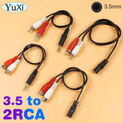 1Pc 3.5mm Jack Aux to 2 RCA Audio Video Cable Stereo Y Splitter Cable AV Adapter 2RCA Cord Wire For DVD TV VCR PC Phone Speaker