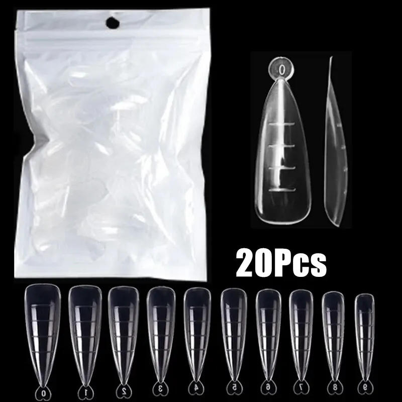 Description Picture 3 of item20/100Pcs Quick Building Nail Mold Tips For Acrylic Nails Clear Fake Nail Art Molds Nail Extension Builder Mold Manicure Tool