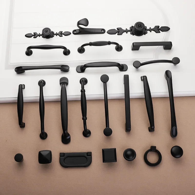 Description Picture 2 of itemModern American Style Black Kitchen Cabinet Door Handles Aluminium Alloy Fashion Furniture Cupboard Pull Handle Drawer Knobs
