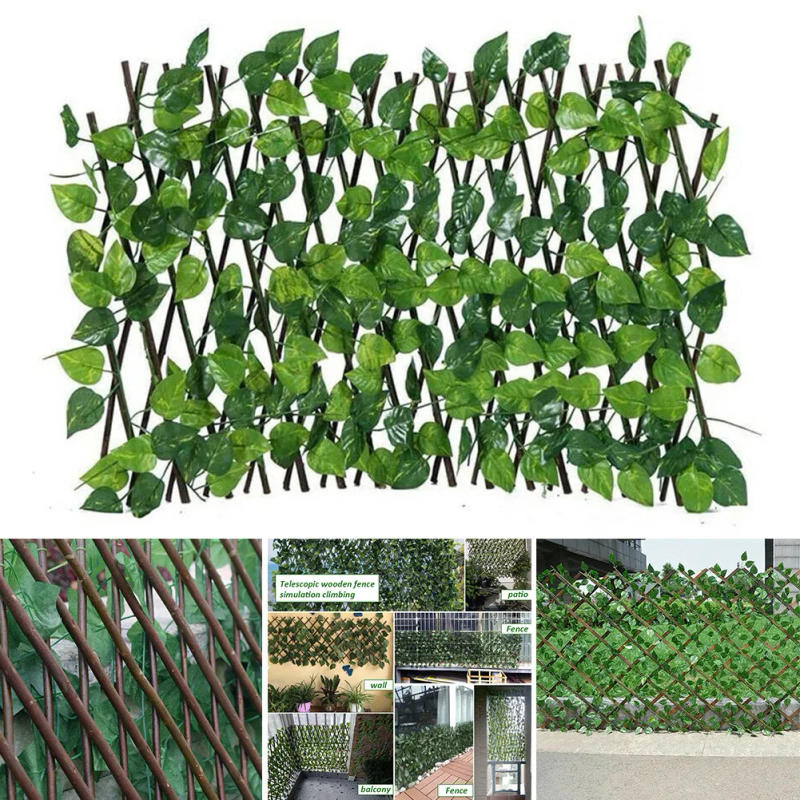 Description Picture 4 of itemSimulation Fence Telescopic Fence Fake Flowers Green Leaves Garden Fence Wall Guardrail Decorative Leaves Blocking Mesh Grille