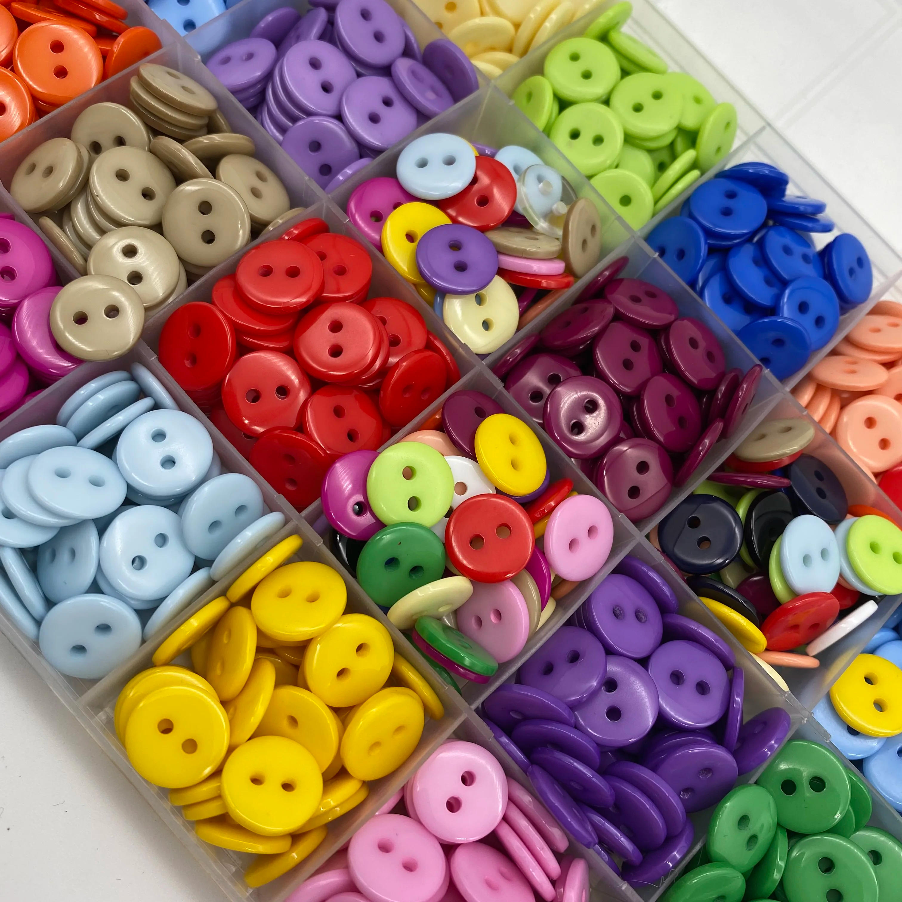 Description Picture 2 of itemNew 50pcs 11.5mm Colours Double Eye Bread Button Round Resin Sewing Buttons Diy Scrapbooking Multicolour