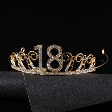 18th Birthday Tiara Rhinestone and 18th Birthday Party Supplies Rhinestone Crowns Golden Happy ( 18th Birth- Silver )