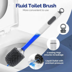 Water Spray Silicone Toilet Brush 40cm Long Handle Refillable Silicone TPR Brush With Wall-Mounted Bathroom Cleaning Accessories