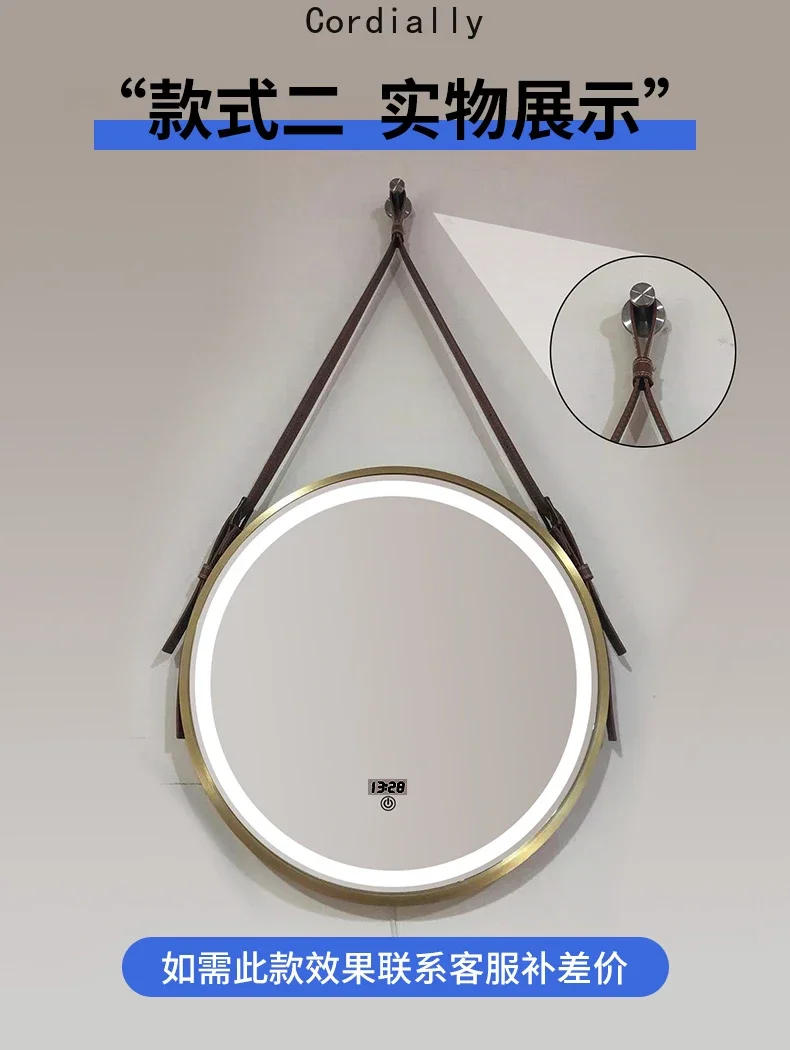Description Picture 4 of itemGold Frame Round Mirror Modern Touch Switch Bathroom Mirror Toilet Makeup Espelho Maquilhagem Com Led Washroom Decorative Items